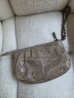 Express Metallic Silver & Gold Wristlet Clutch - Women's Evening Bag Y2K